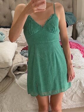 Sundae Muse Green Polka Dot Slip Dress -